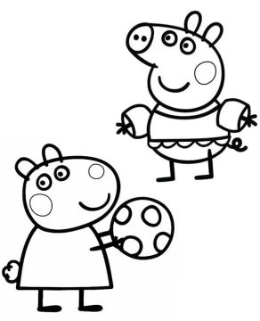 Desenho de Suzy e Peppa Pig para Colorir