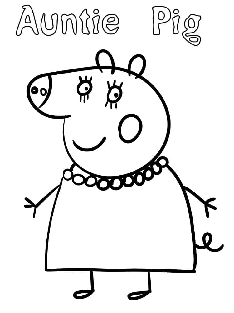 Desenho de Tia Pig de Peppa Pig para Colorir