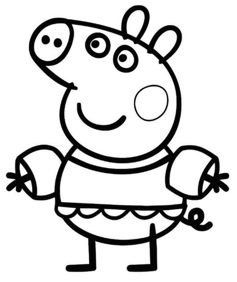 Desenho de Peppa Pig com Roupa de Praia para Colorir Pdf
