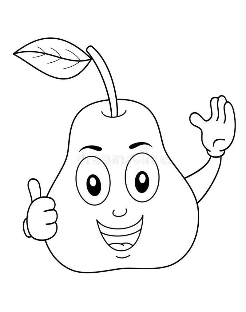 Desenho Pera Fruta para Colorir Tinta Guache