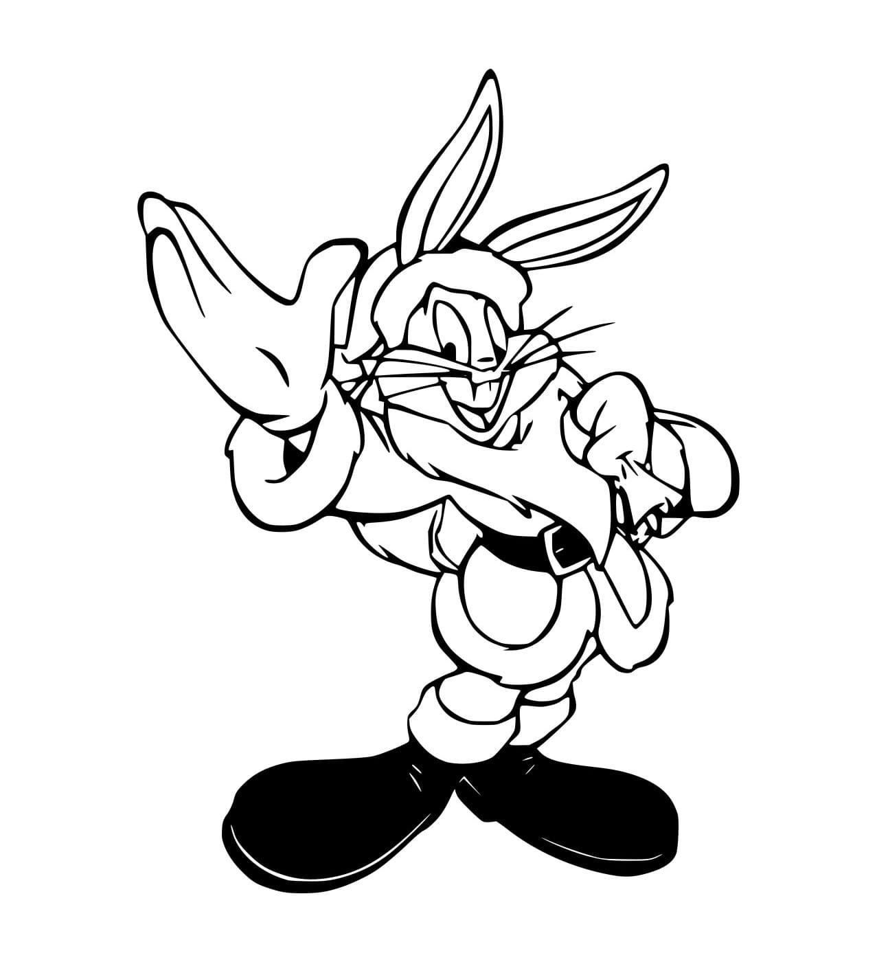 Desenho de Papai Noel Pernalonga Coelho para Colorir