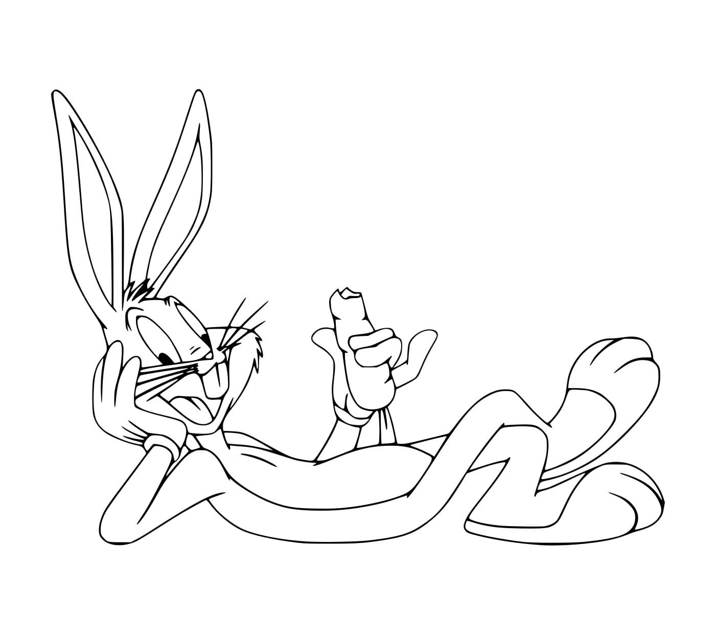 Desenho de Pernalonga Comendo Cenoura para Colorir