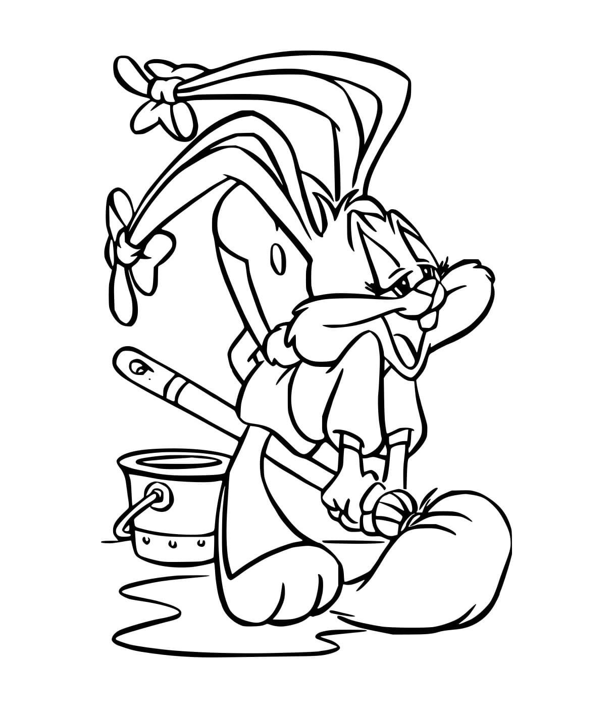 Desenho de Pernalonga Limpando para Colorir