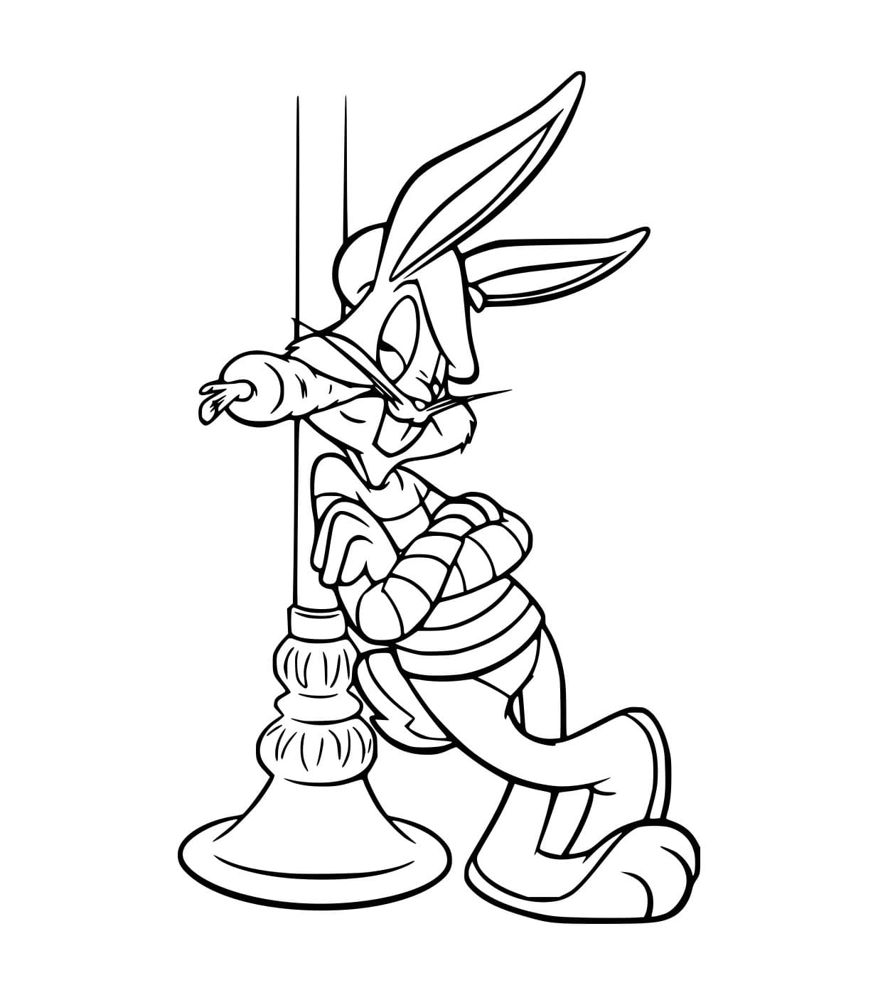 Desenho de Pernalonga no Pano Listrado para Colorir