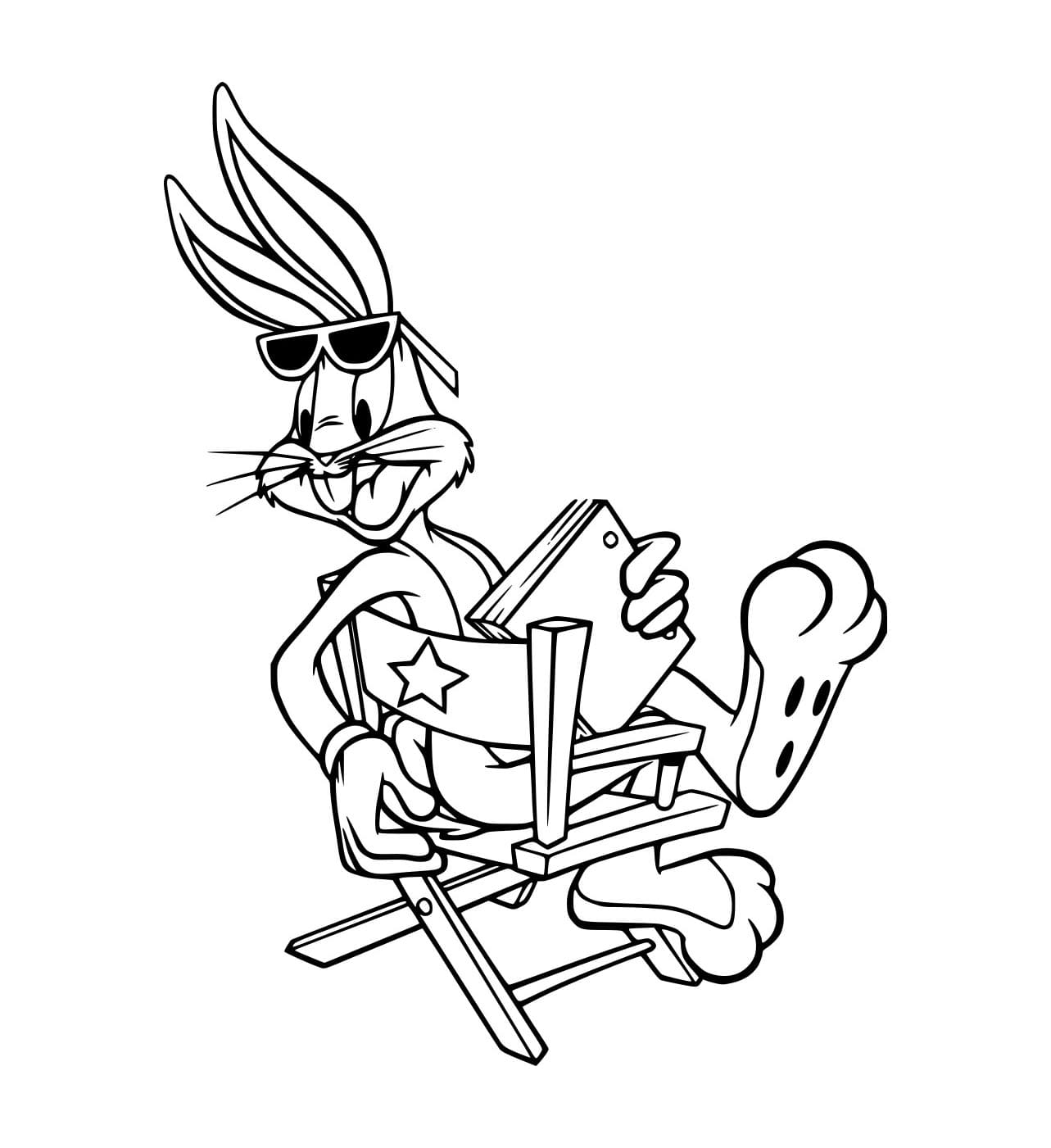 Desenho de Pernalonga Segurá um Livro para Colorir