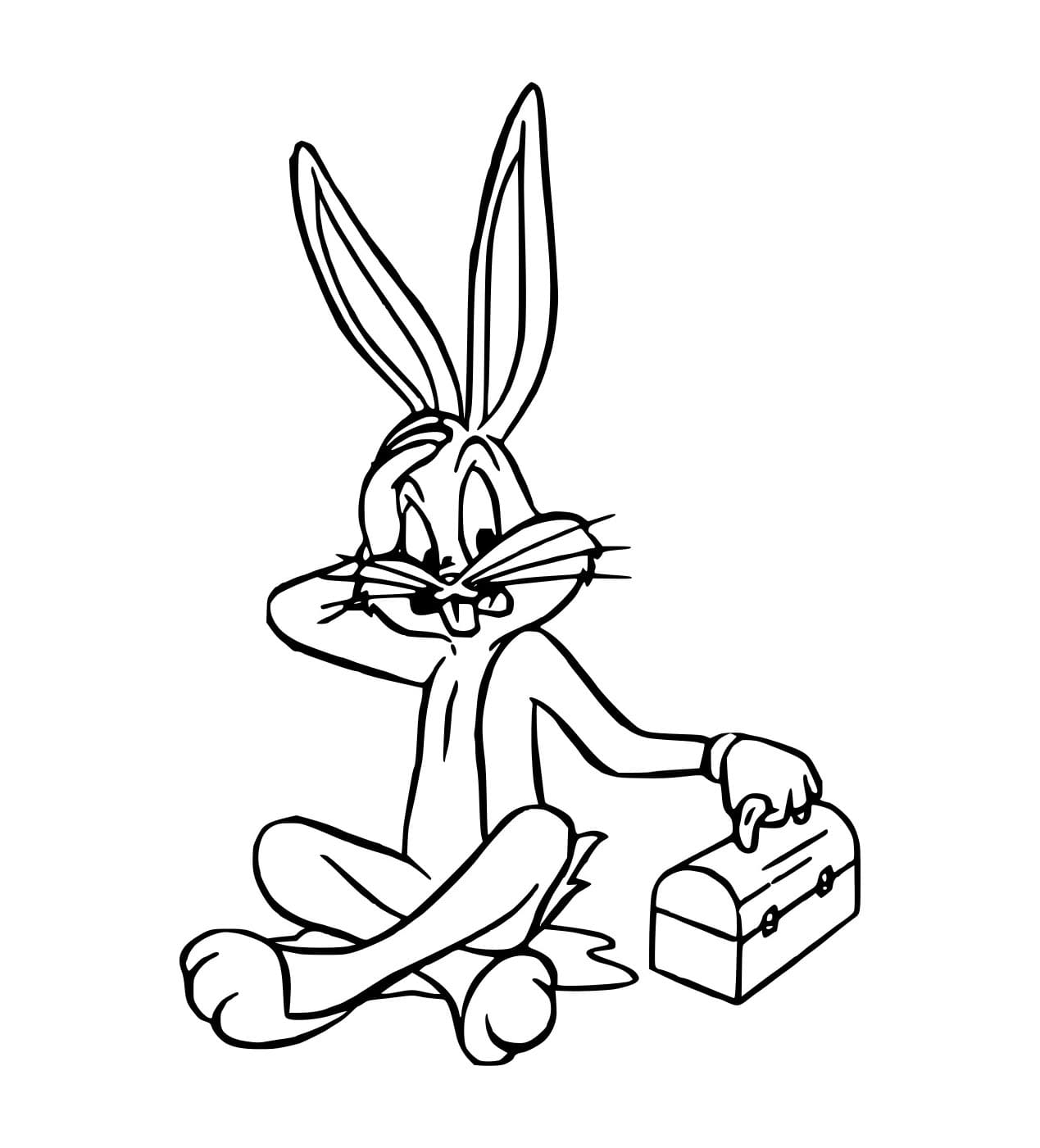 Desenho de Pernalonga Segurá uma Caixa para Colorir