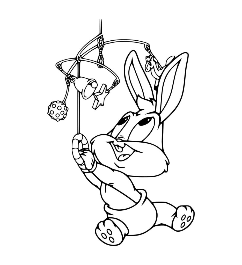 Desenho de Bebê Pernalonga Brincando de Brinquedos para Colorir
