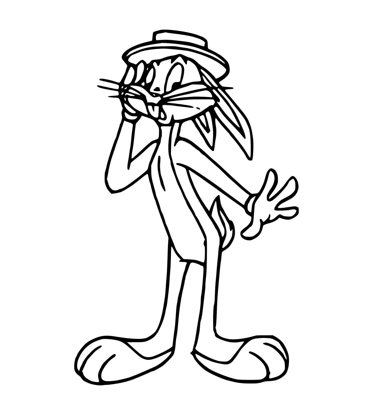 Desenho de Pernalonga no Chapéu para Colorir