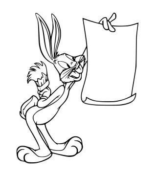 Desenho de Pernalonga segurá Um Poster para Colorir