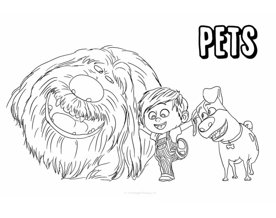 Desenho de Pets a Vida Secretá dos Bichos para Colorir com Tinta Guache