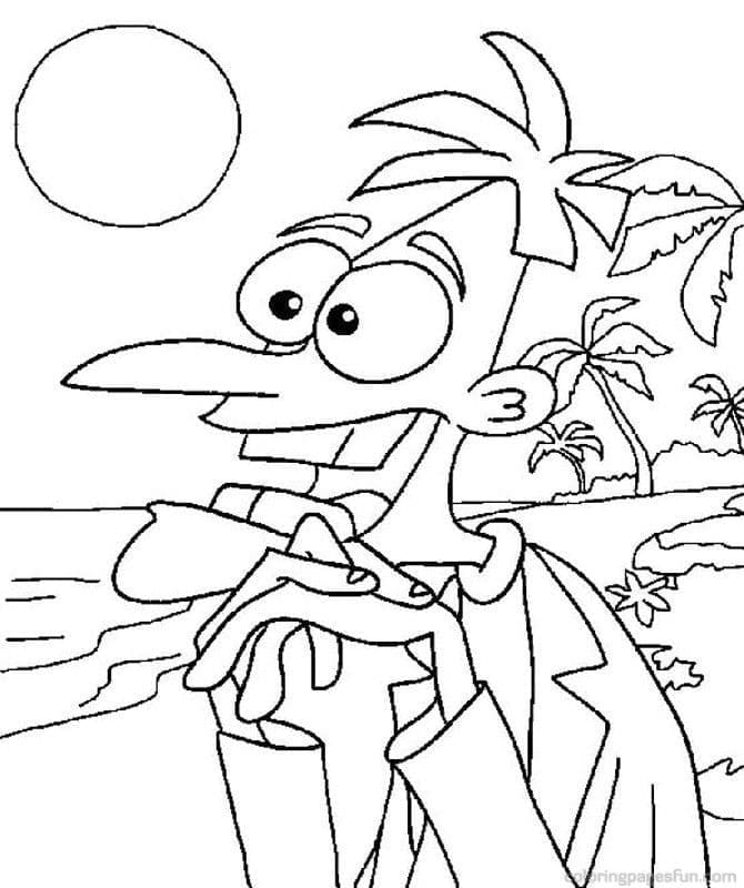 Desenho de Dr Heinz Doofenshmirtz de Phineas e Ferb para Colorir