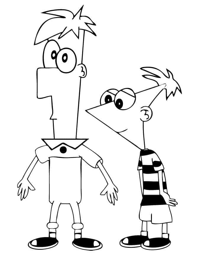 Desenho de Ferb e Phineas para Colorir