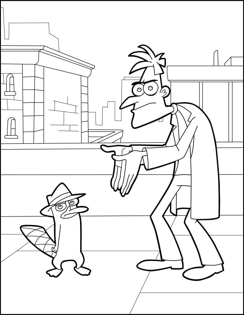 Desenho de Perry e Dr Heinz Doofenshmirtz para Colorir