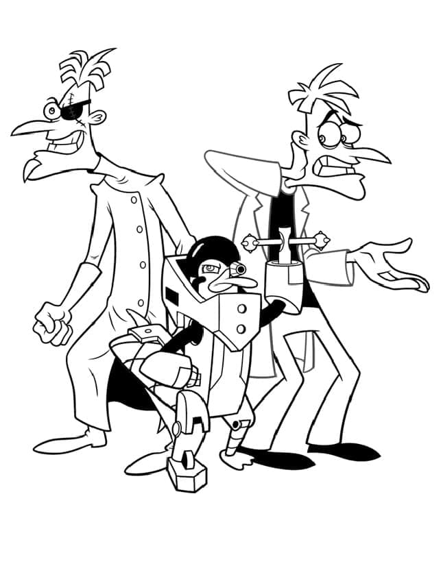 Desenho de Perry e Heinz Doofenshmirtz para Colorir