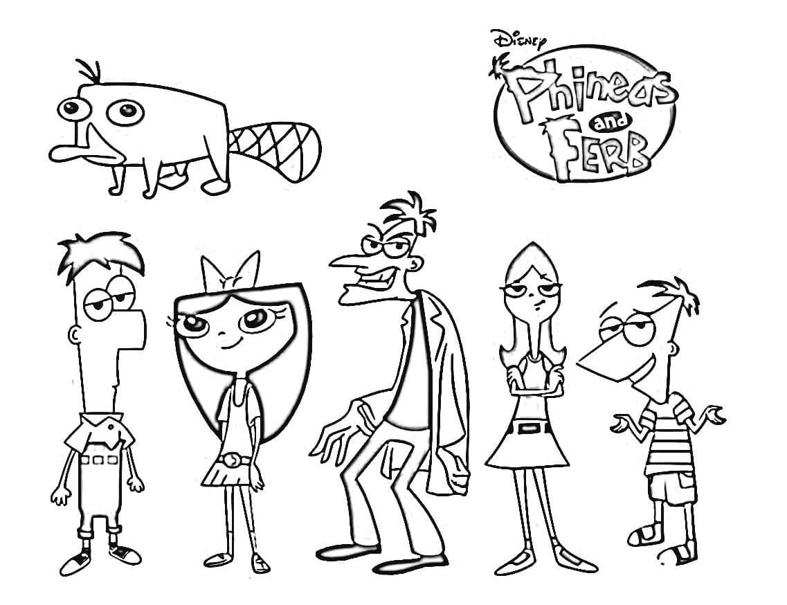 Desenho de Personagens em Phineas e Ferb para Colorir