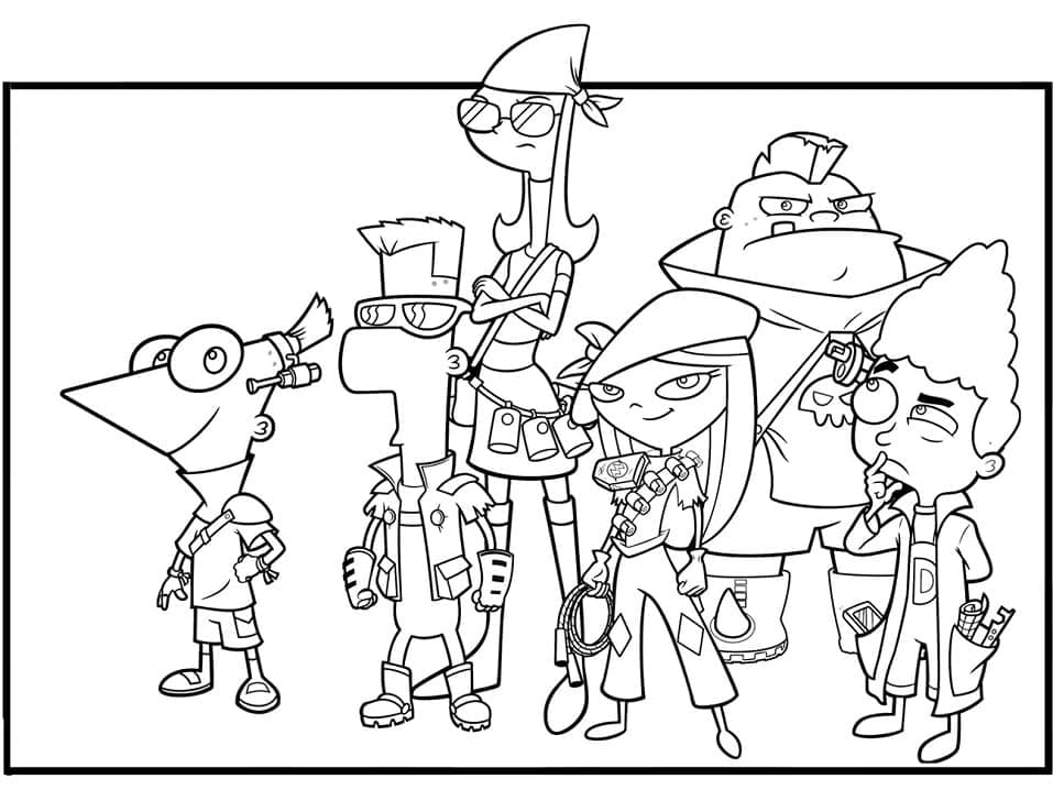 Desenho de Phineas e Ferb Incríveis para Colorir
