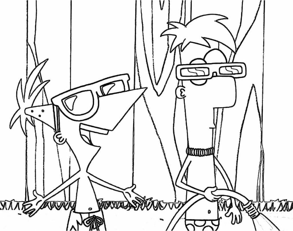 Desenho de Phineas e Ferb no Verão para Colorir