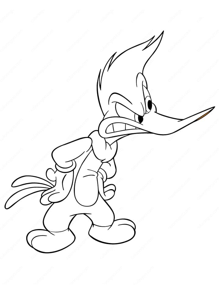 Desenho Picá Pau com Raiva para Colorir