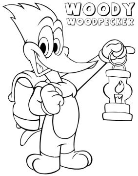 Desenho Pica Pau Ir Acampar para Colorir