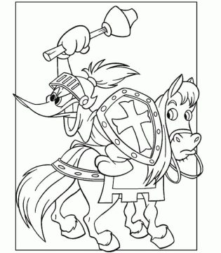 Desenho Pica Pau O Cavaleiro para Colorir