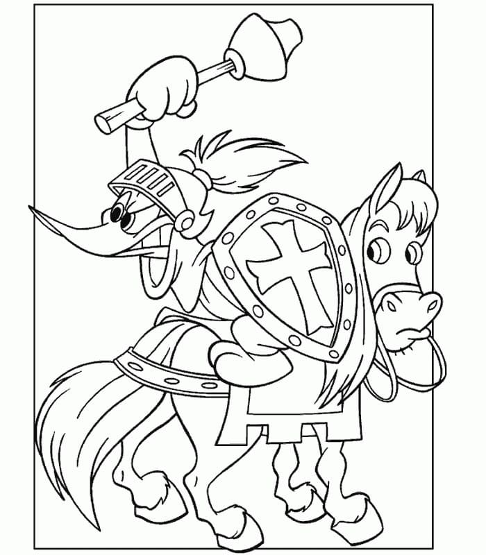 Desenho Picá Pau o Cavaleiro para Colorir