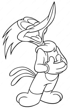 Desenho Pica Pau Rindo para Colorir