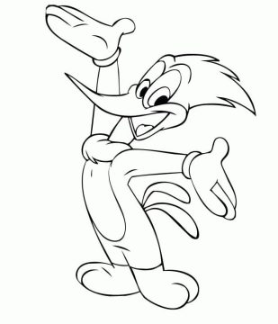 Desenho Pica Pau Sorrindo para Colorir