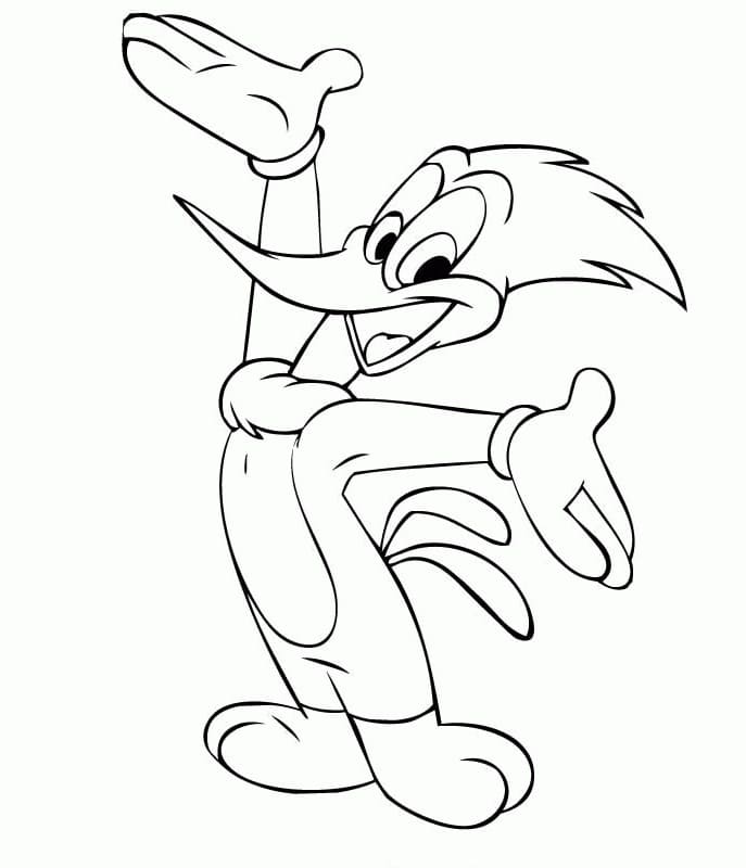 Desenho Picá Pau Sorrindo para Colorir