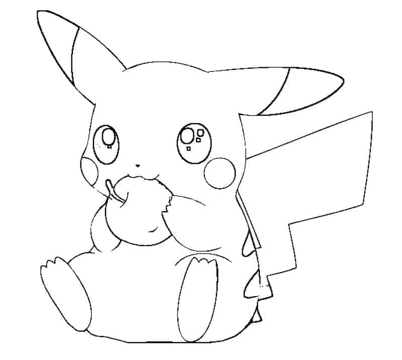 Desenho de Adorável Pikachu Pokemon para Colorir