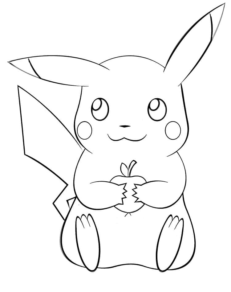 Desenho de Adorável Pikachu para Colorir