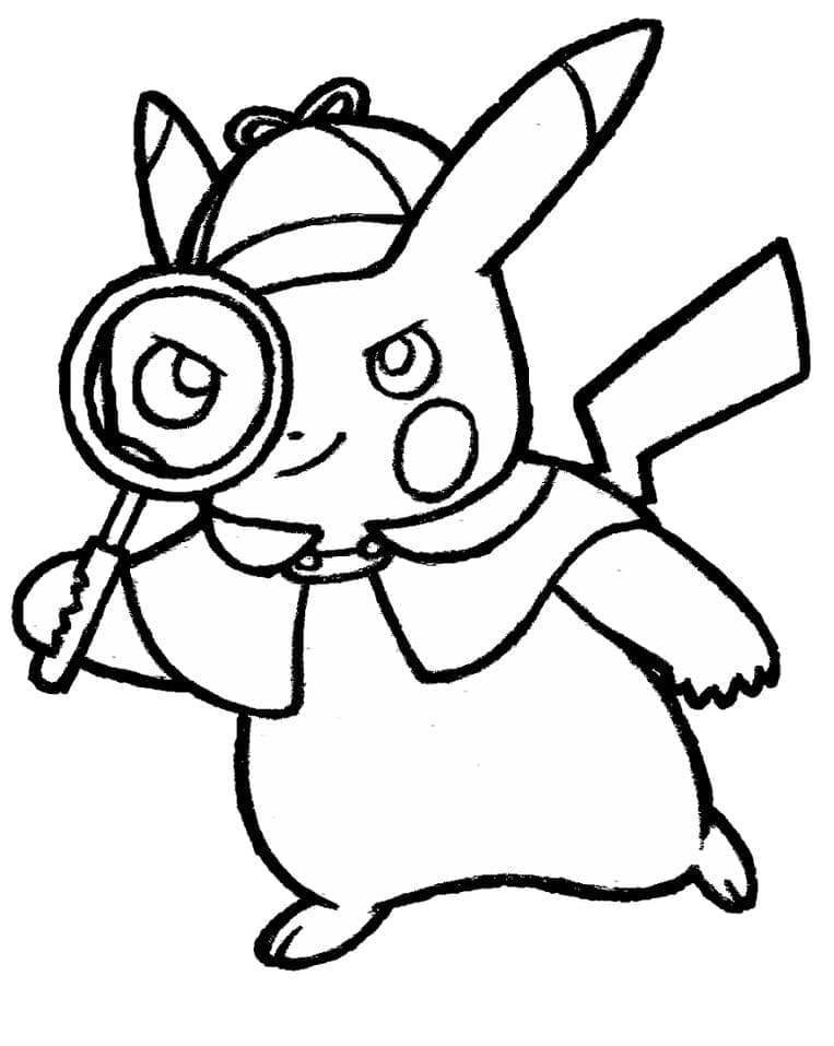 Desenho de Detetive Pikachu para Colorir