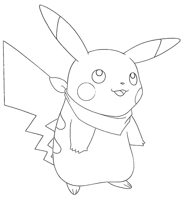 Desenho de Pikachu Feliz para Colorir