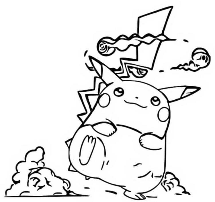 Desenho de Pikachu Fofo para Colorir