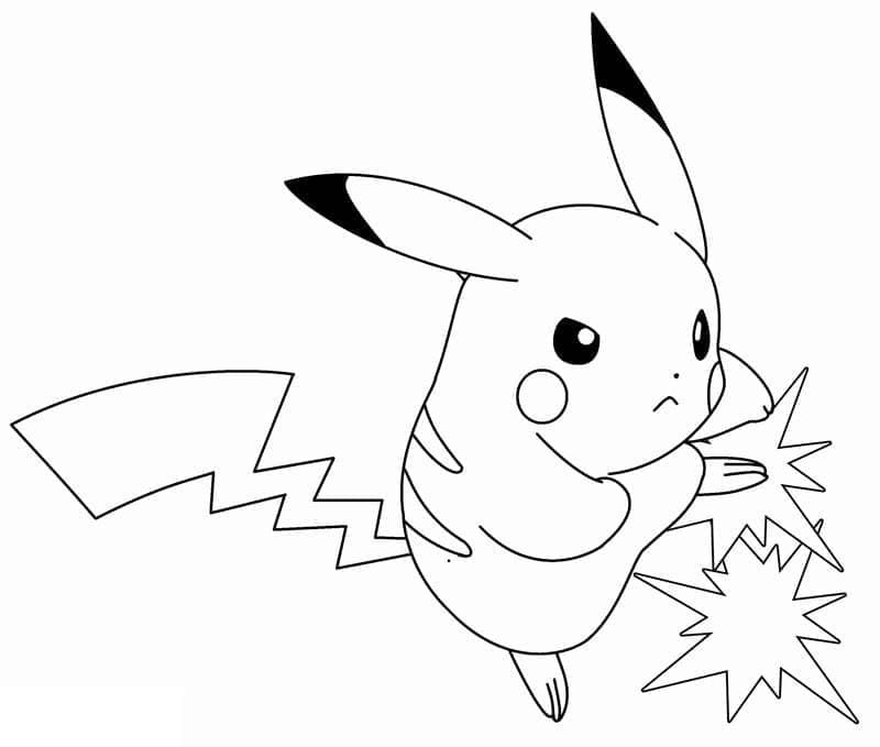 Desenho de Pikachu Irritado para Colorir