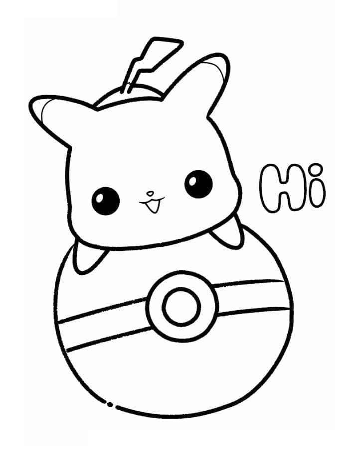 Desenho de Pikachu Kawaii para Colorir