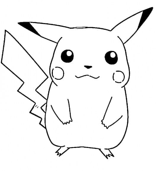 Desenho de Pikachu Muito Alegre para Colorir