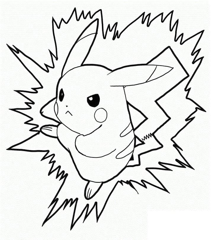 Desenho de Pikachu Muito Bravo para Colorir
