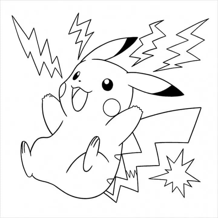 Desenho de Pikachu Muito Feliz para Colorir