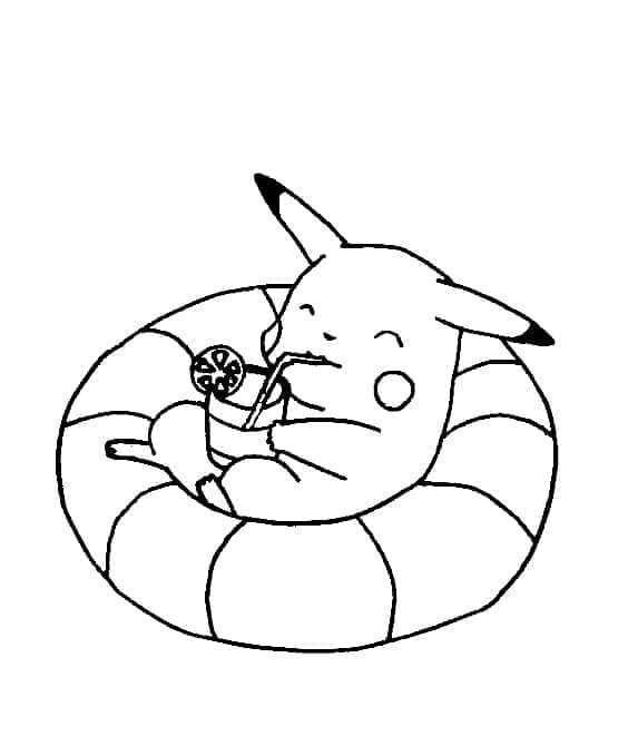 Desenho de Pikachu Relaxando para Colorir
