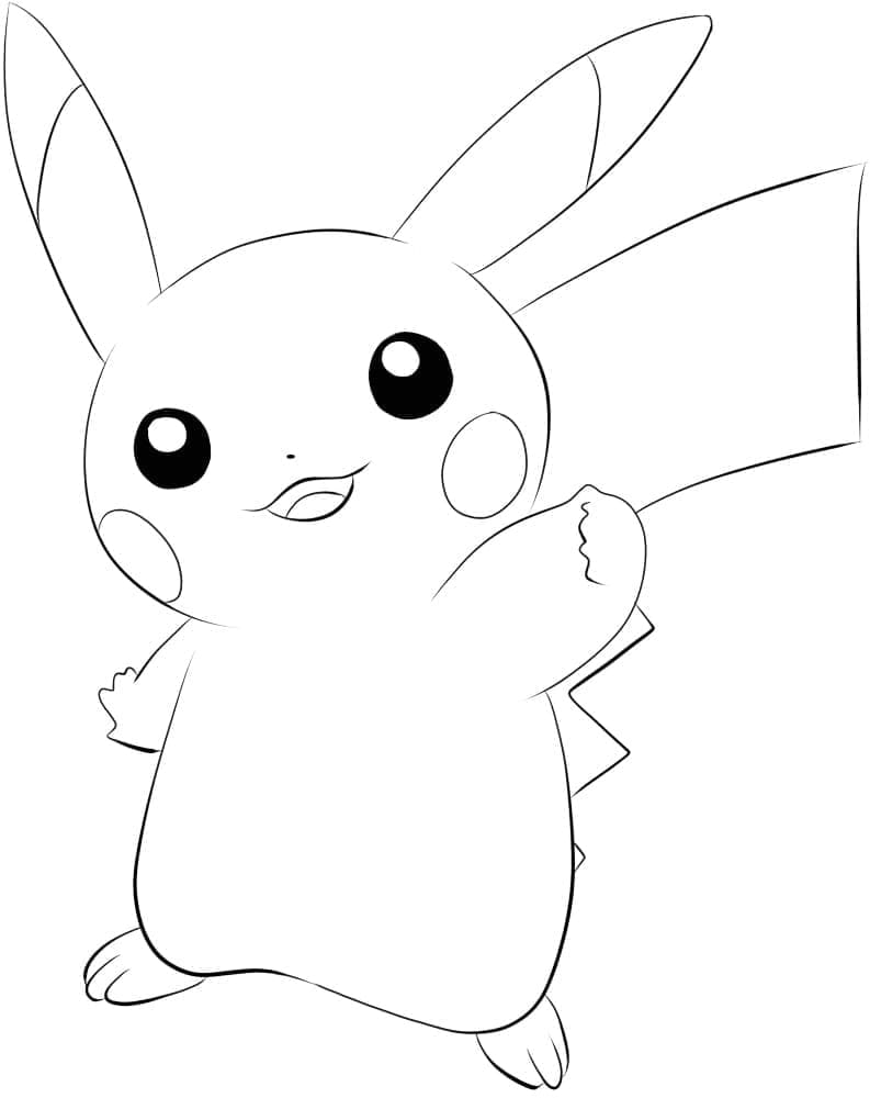 Desenho de Pikachu Sorridente para Colorir