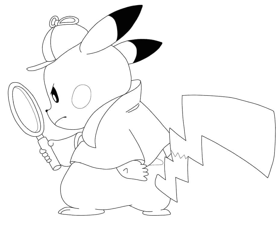 Desenho de Pikachu o Detetive para Colorir