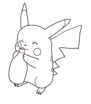 Desenho de Pokemon Pikachu Alegre para Colorir