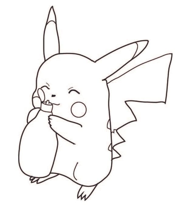 Desenho de Pokemon Pikachu Alegre para Colorir