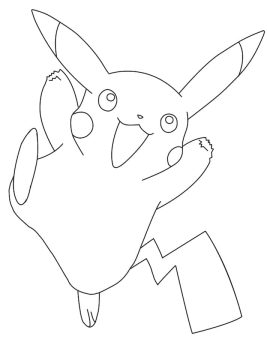 Desenho de Pokemon Pikachu Feliz para Colorir