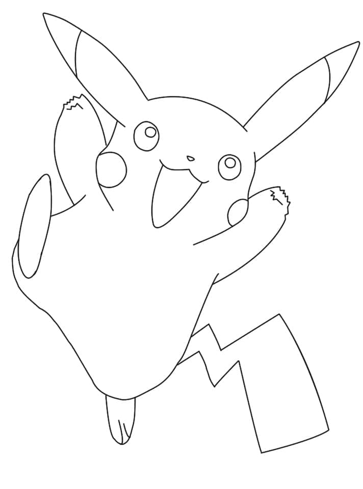 Desenho de Pokemon Pikachu Feliz para Colorir