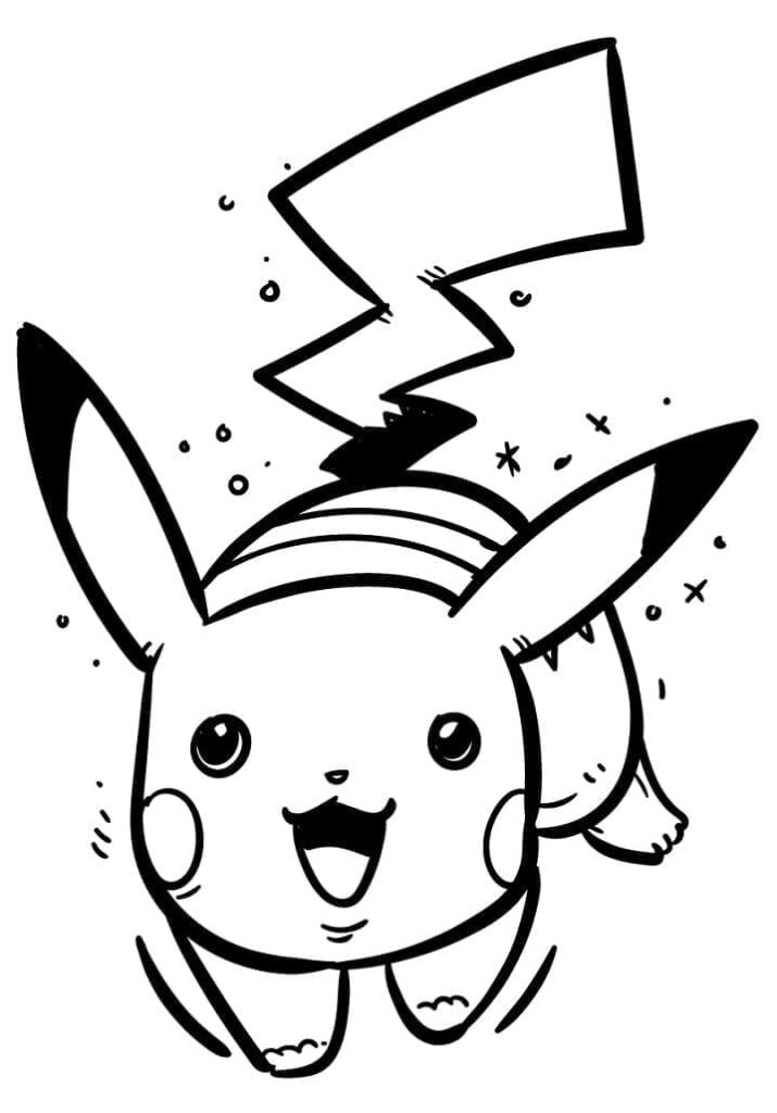 Desenho de Pokemon Pikachu Fofo para Colorir