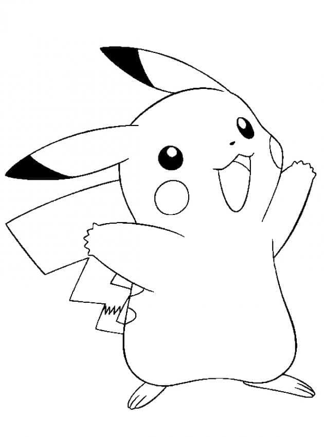 Desenho de Pokemon Pikachu Muito Alegre para Colorir