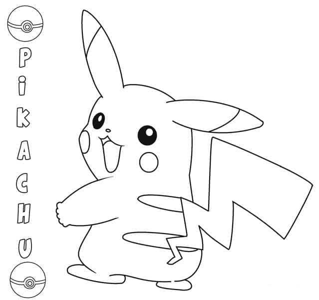 Desenho de Pokemon Pikachu Muito Feliz para Colorir