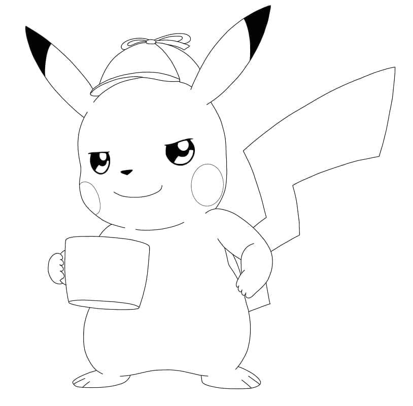 Desenho de Pokemon Pikachu Sorridente para Colorir