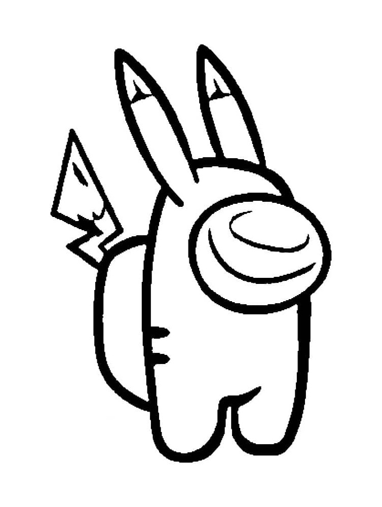 Desenho de Pikachu do Among Us para Imprimir e Pintar Grátis